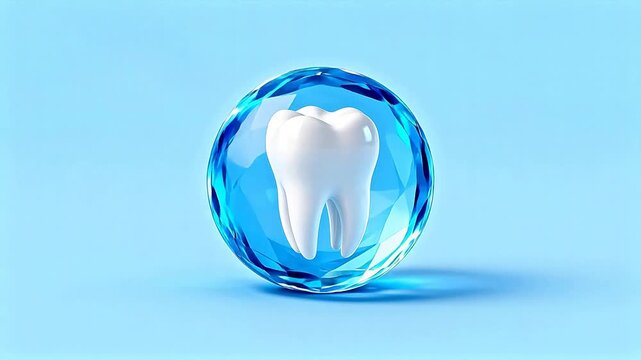 Tooth encased in blue crystal sphere