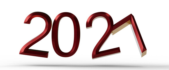 Celebrating the New Year with a stylish 3D red 2021 number. Perfect for holiday greetings, events, and a fresh start. © vegefox.com