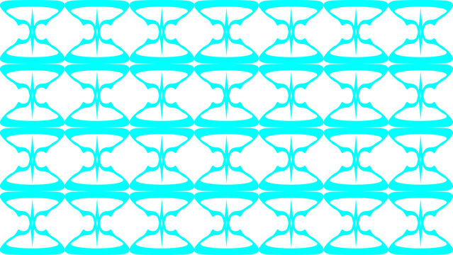 Turquoise geometric pattern vector design with symmetrical hourglass bow-tie lattice motifs for decorative art, textile designs, wallpapers, architecture, backgrounds, and ornamental graphics