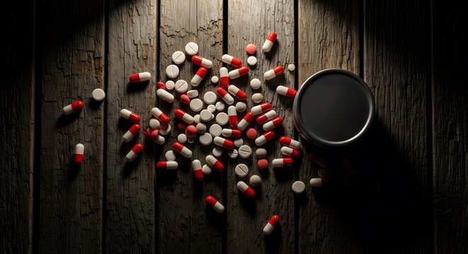 World anti drug day pills and syringe the dark side of addiction and substance abuse