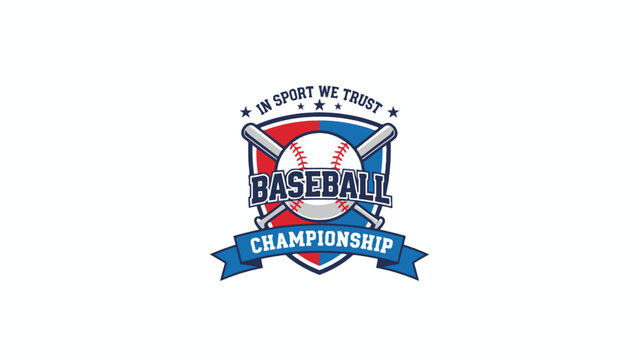 Baseball Championship Logo with Crossed Bats and Shield