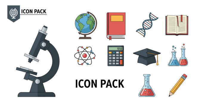 A clean, modern illustration of a microscope, ideal for depicting scientific research, education, and innovation. Conveys a sense of precision and dis