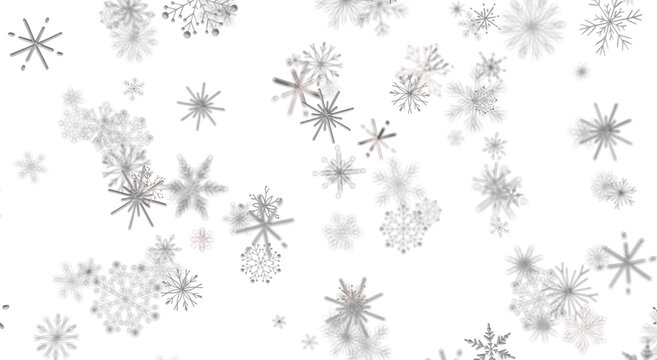 Falling snowflakes on white, perfect for Christmas cards, winter themes, backgrounds, hol