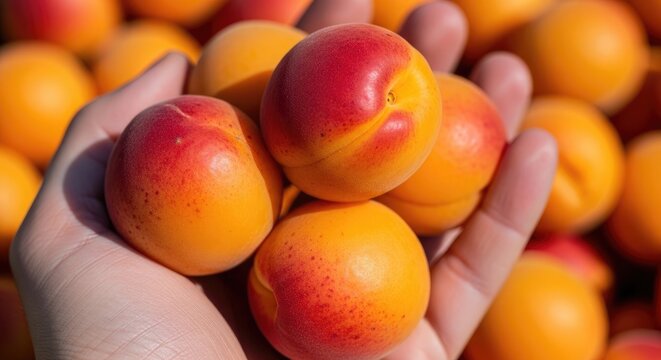 A handful of freshly picked apricots a vibrant summer harvest