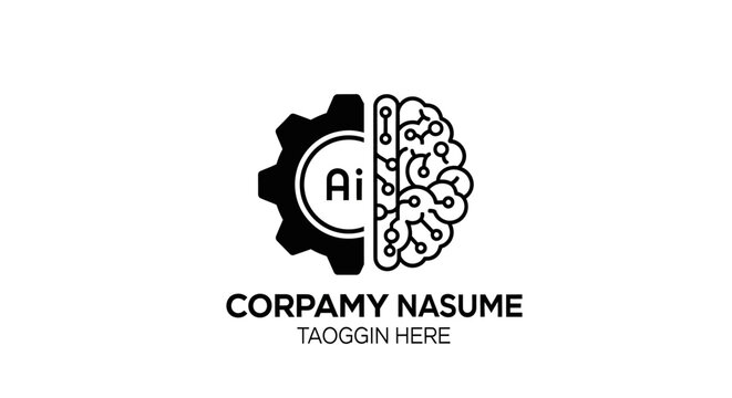 AI Brain Gear Logo Design for Artificial Intelligence and Technology.