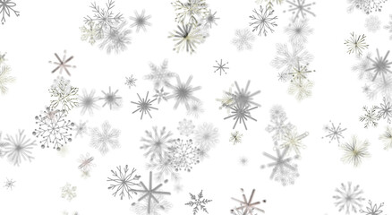 Falling snowflakes on a white background, perfect for winter and Christmas designs, creating a sens © vegefox.com