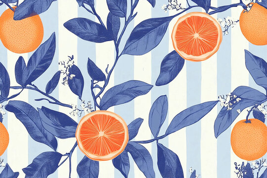 pattern with grapefruit slices hand drawn citrus fruit illustration on soft striped background fresh juicy food concept ideal for packaging kitchen textiles summer drinks branding and natural product 