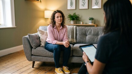 Obraz premium Woman listening during a therapy counseling session