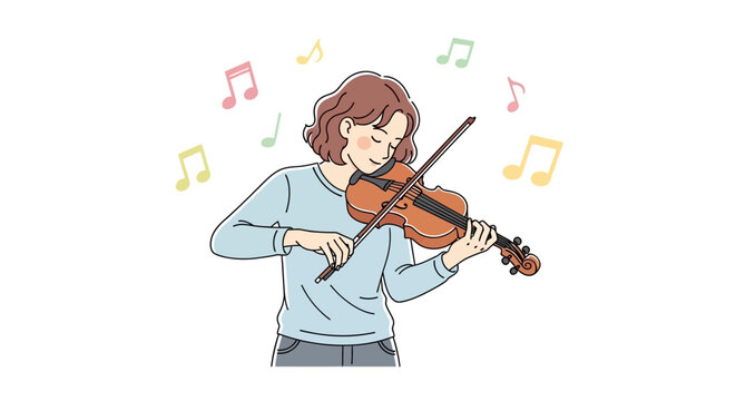 Woman playing a brown violin.