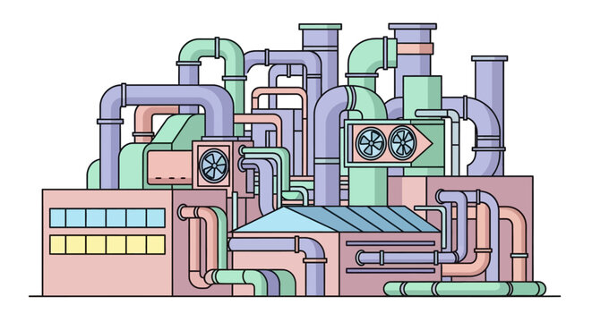 Industrial pipes and machinery system.
