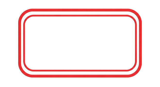 Red double bordered rounded rectangle frame isolated on a plain white background