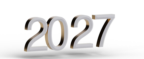 3D render of the year 2027 in metallic effect. Perfect for concept designs, future events, New Year greetings, and cale © vegefox.com