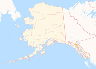 Obraz premium Map of the County Haines (Alaska, US) showing the Federal State with the highlighted County