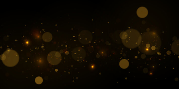 Bright golden dust shines with radiant glow. Floating shimmer adds festive elegant style. Perfect design element for luxury backgrounds and banners. PNG