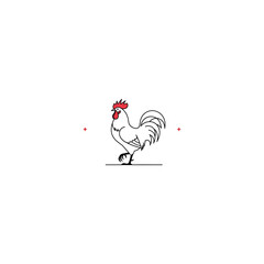 Rooster Standing on a Line Drawing. © Bebek