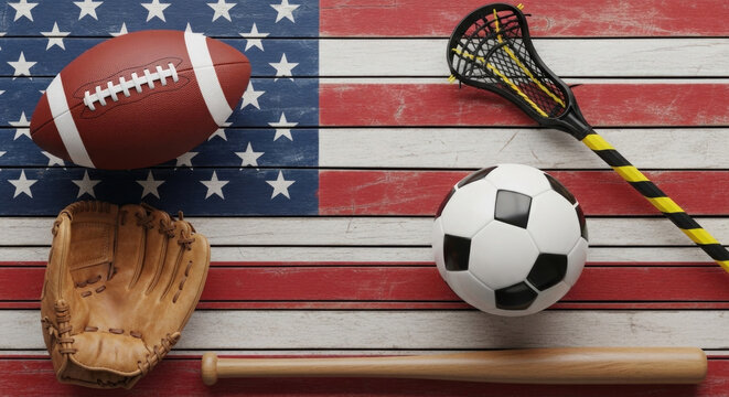 American sports collection football soccer baseball and lacrosse