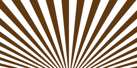 Vibrant abstract background featuring a bold sunburst pattern with alternating brown and white radial rays emerging from a central base. © Ahmad faqih
