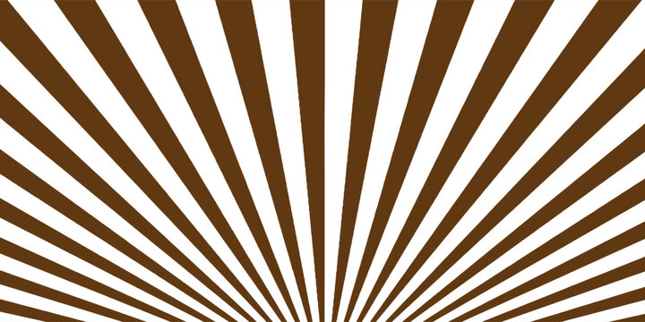 Vibrant abstract background featuring a bold sunburst pattern with alternating brown and white radial rays emerging from a central base.