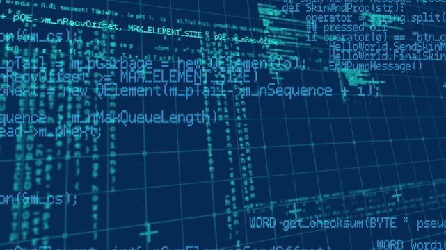 Animation of data processing on navy background