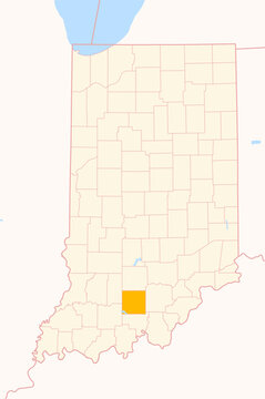 Map of the County Orange (Indiana, US) showing the Federal State with the highlighted County