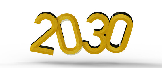 Abstract 2030 numbers in golden color on white background, future concept, perfect for New Year, business, goals and mor © vegefox.com