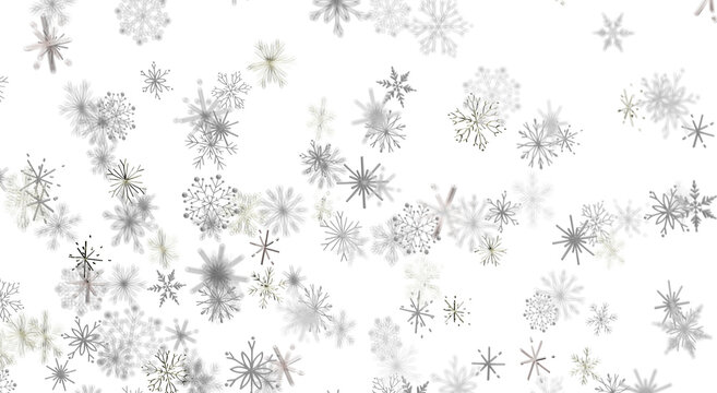 Abstract snowflake pattern on white background for winter holidays and festive season.