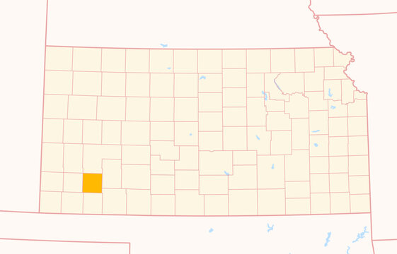 Map of the County Haskell (Kansas, US) showing the Federal State with the highlighted County