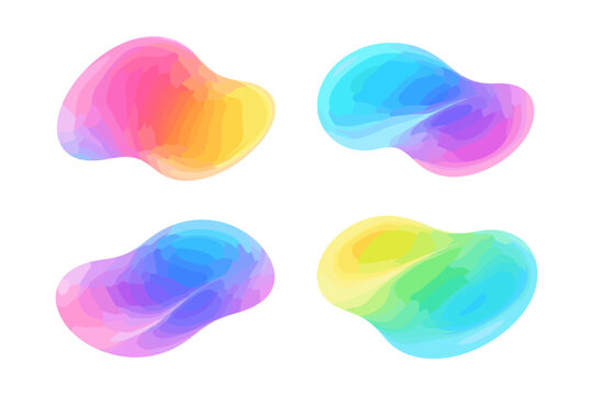 Abstract colorful fluid shapes with smooth gradients and soft edges on white background