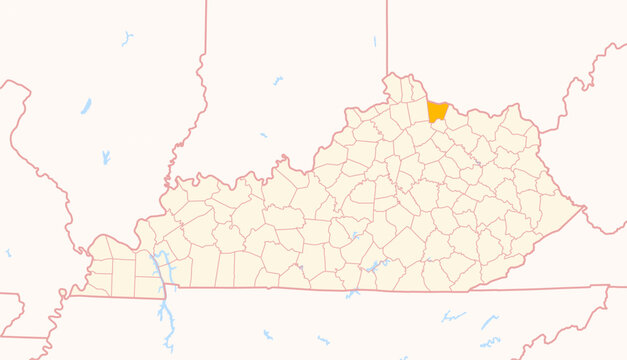 Map of the County Bracken (Kentucky, US) showing the Federal State with the highlighted County