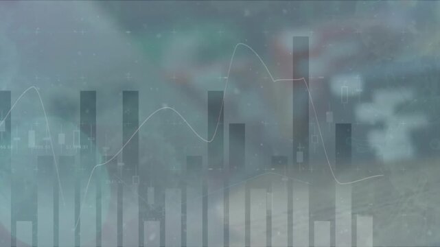 Animation of financial data processing over chips and cards