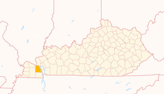 Map of the County Marshall (Kentucky, US) showing the Federal State with the highlighted County