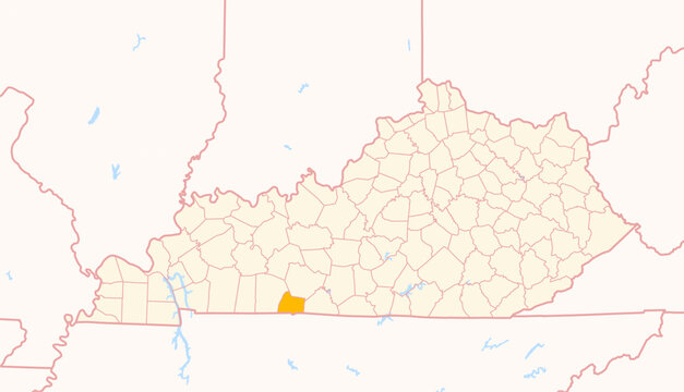 Map of the County Simpson (Kentucky, US) showing the Federal State with the highlighted County