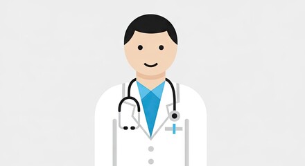 Fototapeta premium Medical professional illustration with stethoscope and smiling expression