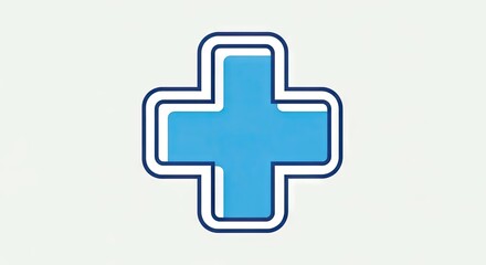 Obraz premium Medical cross symbol in blue color with outline for healthcare concepts