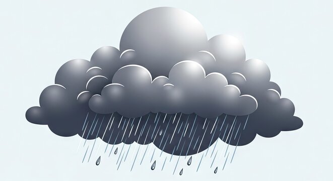 Dramatic cloud formation with rainfall illustration against a light blue backdrop