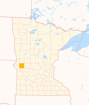 Map of the County Stevens (Minnesota, US) showing the Federal State with the highlighted County