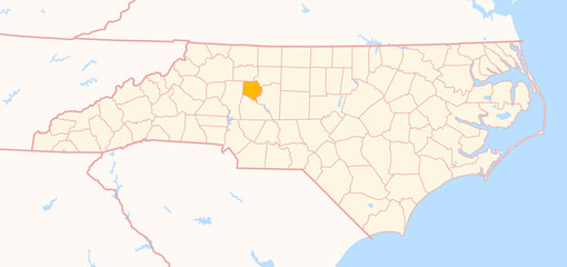 Fototapeta premium Map of the County Davie (North Carolina, US) showing the Federal State with the highlighted County