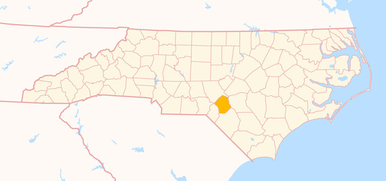 Map of the County Hoke (North Carolina, US) showing the Federal State with the highlighted County