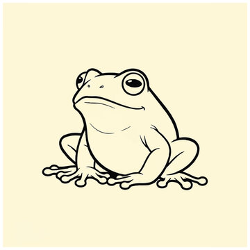 A cartoon frog sitting upright calmly.