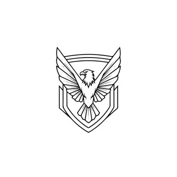 Black and white eagle logo symbol.