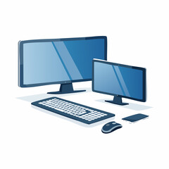 Fototapeta premium Modern Computer Setup with Multiple Displays and Peripherals
