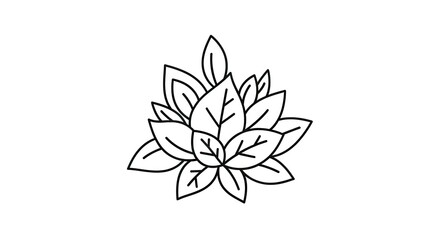 Fototapeta premium Minimalist leafy plant outline illustration for design and decoration
