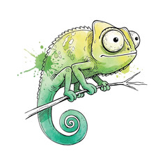 Colorful Chameleon on a Branch.