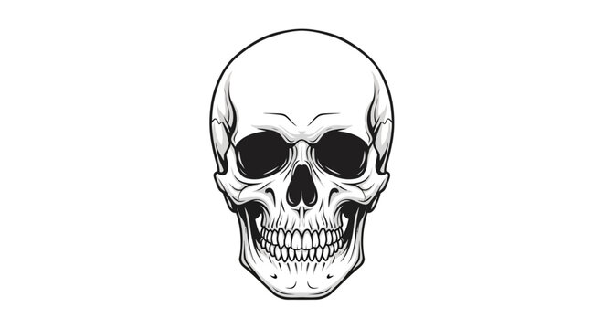 Human Skull Illustration Closeup View.