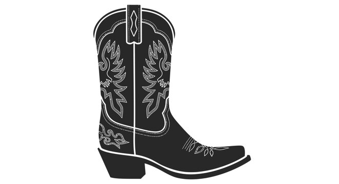 Black Cowboy Boot with White Stitching.