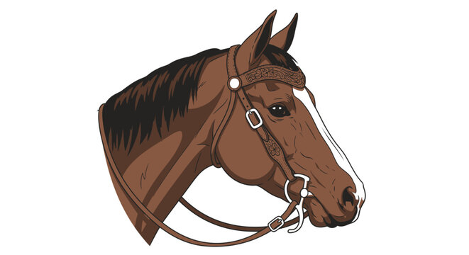 Brown Horse Head with Bridle On.
