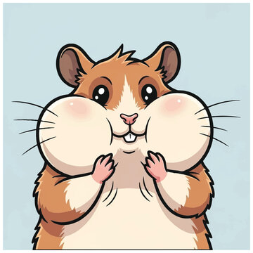 Cute cartoon hamster stuffed cheeks.