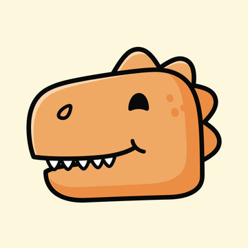 Cartoon dinosaur head smiling face.