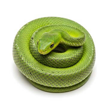 green snake on white background