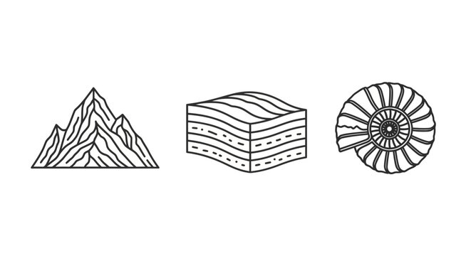 Fossil Ammonite and Rock Layers.